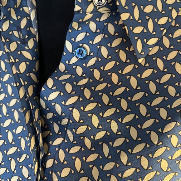 Seventy Venezia Blue Pattern Belted Shirt Dress US 10/L MSRP $335 - Picture 2 of 4